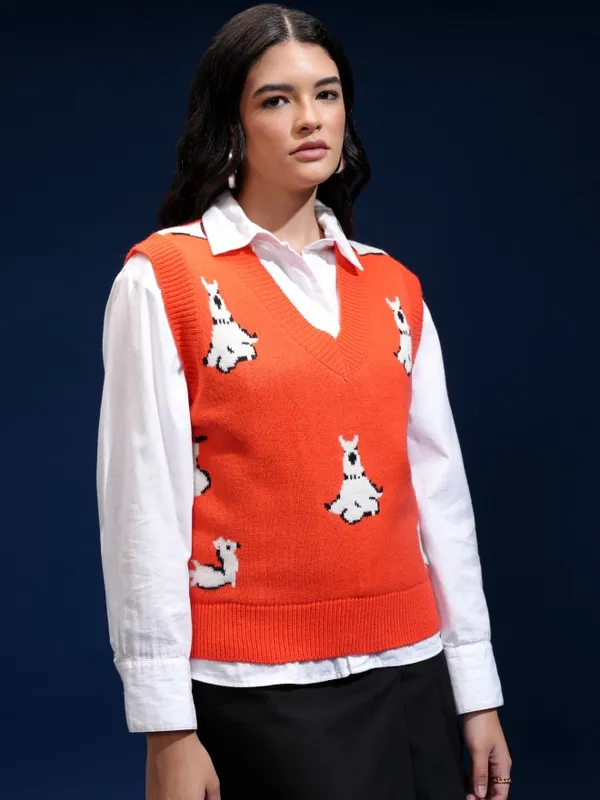 Women Self Design Sweater