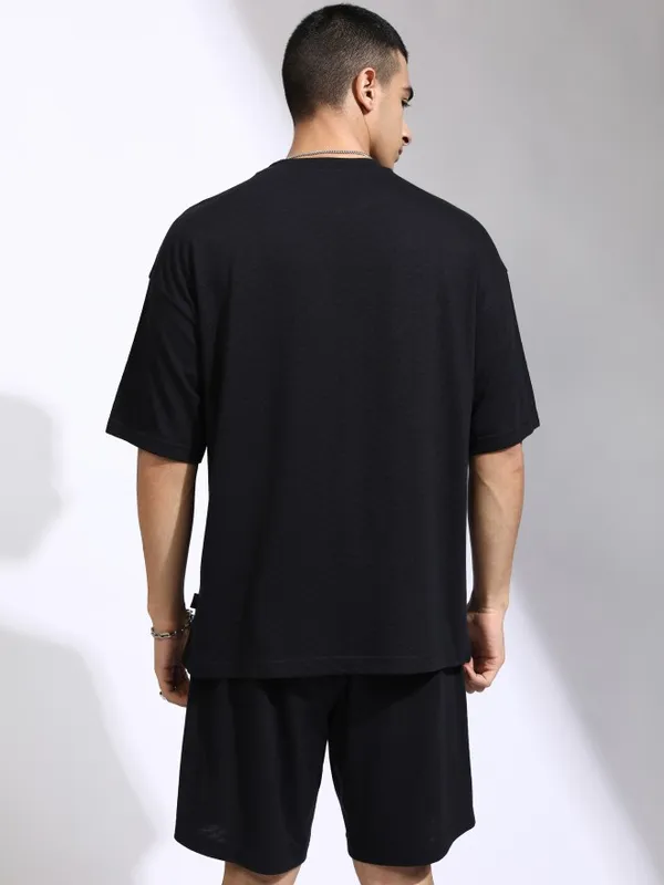 Highlander Men Black T-Shirt With Shorts Co-Ords
