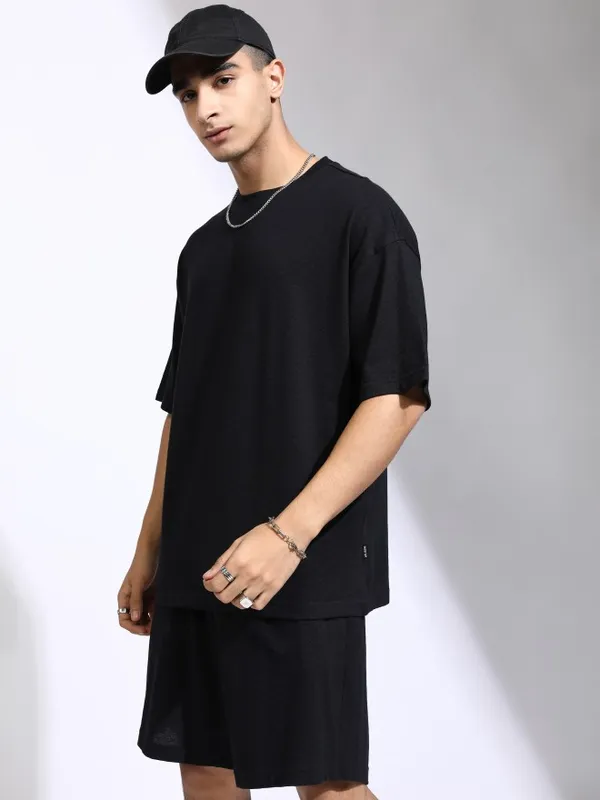 Highlander Men Black T-Shirt With Shorts Co-Ords
