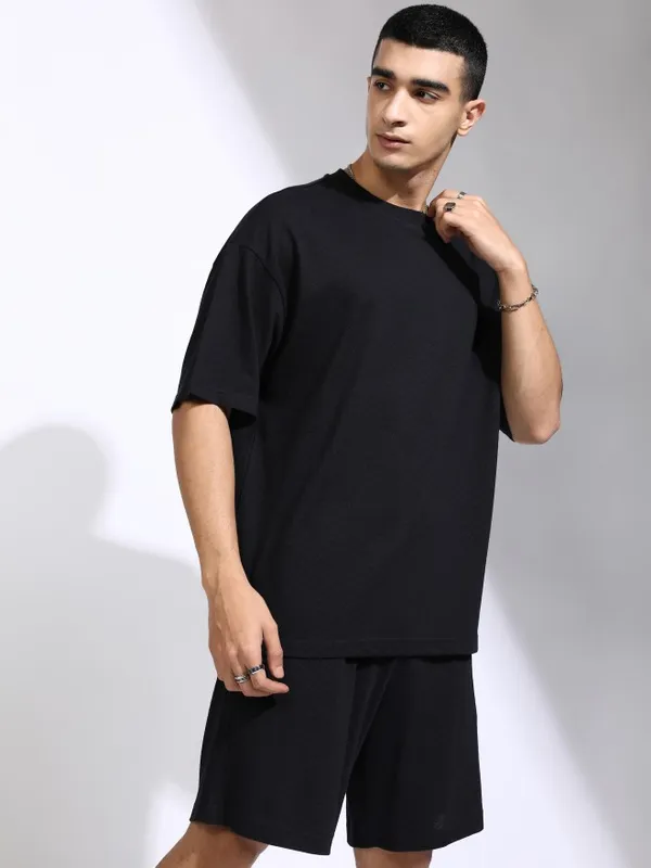 Highlander Men Black T-Shirt With Shorts Co-Ords