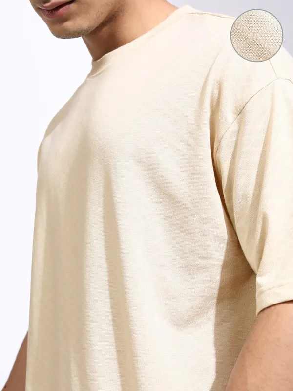 Highlander Men Cream T-Shirt With Shorts Co-Ords