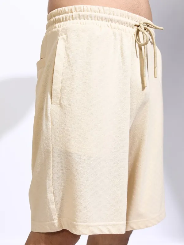 Highlander Men Cream T-Shirt With Shorts Co-Ords