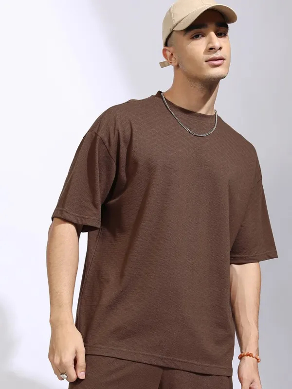 Highlander Men Brown T-Shirt With Shorts Co-Ords