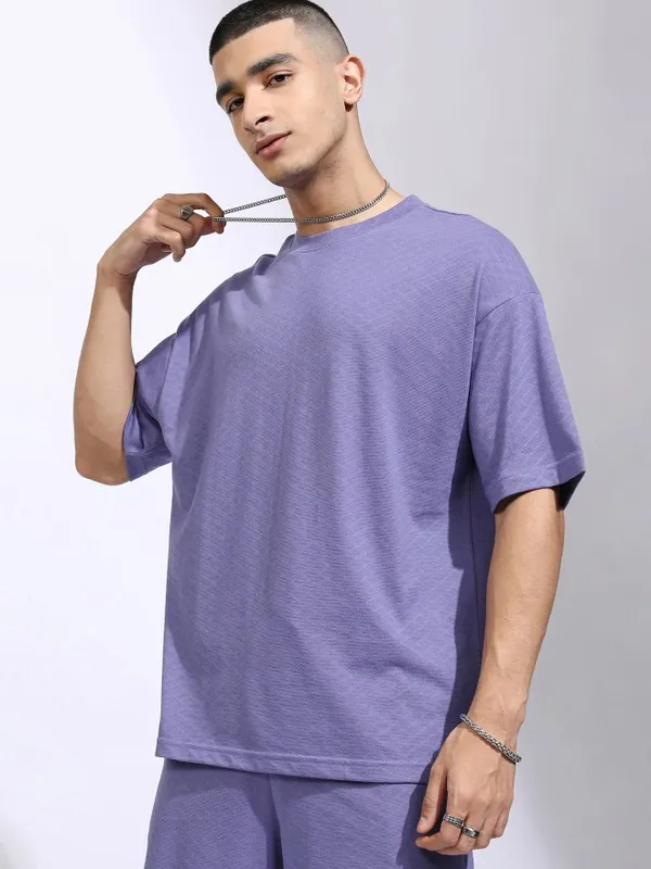 Highlander Men Purple T-Shirt With Shorts Co-Ords
