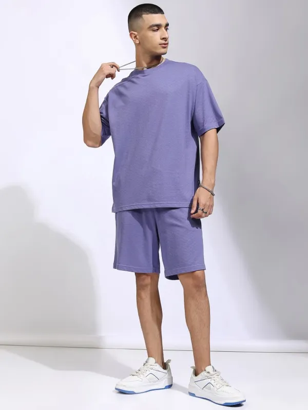 Highlander Men Purple T-Shirt With Shorts Co-Ords