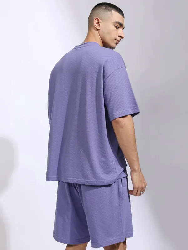 Highlander Men Purple T-Shirt With Shorts Co-Ords