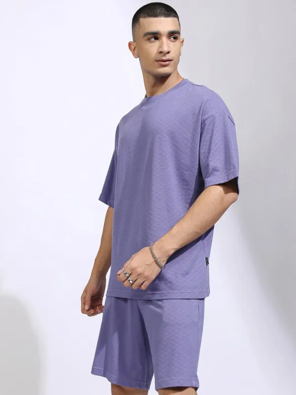 Highlander Men Purple T-Shirt With Shorts Co-Ords