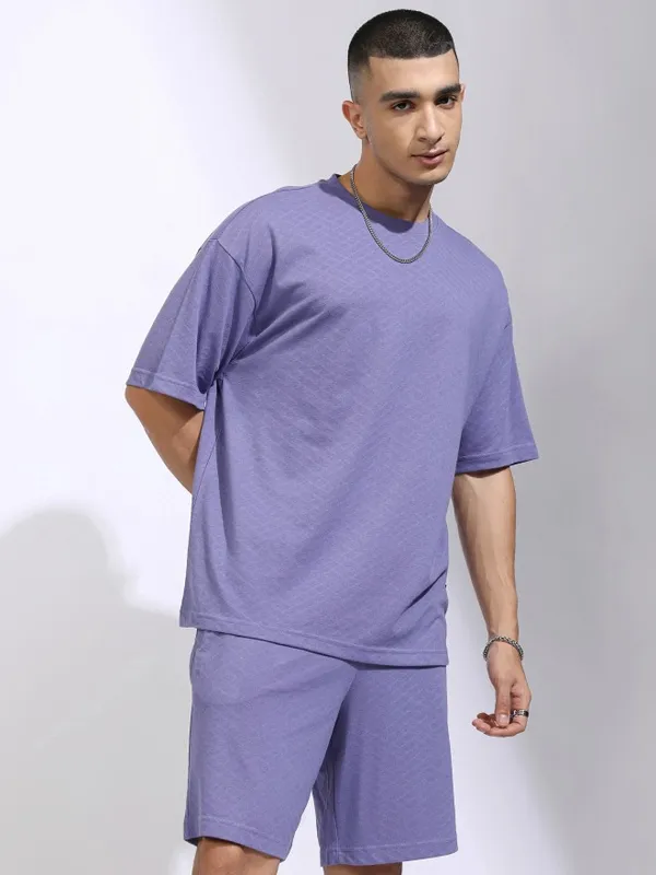 Highlander Men Purple T-Shirt With Shorts Co-Ords