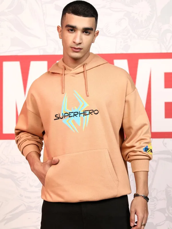 Marvel By Highlander Men Blue Spider-Man Hood Pullover Sweatshirt