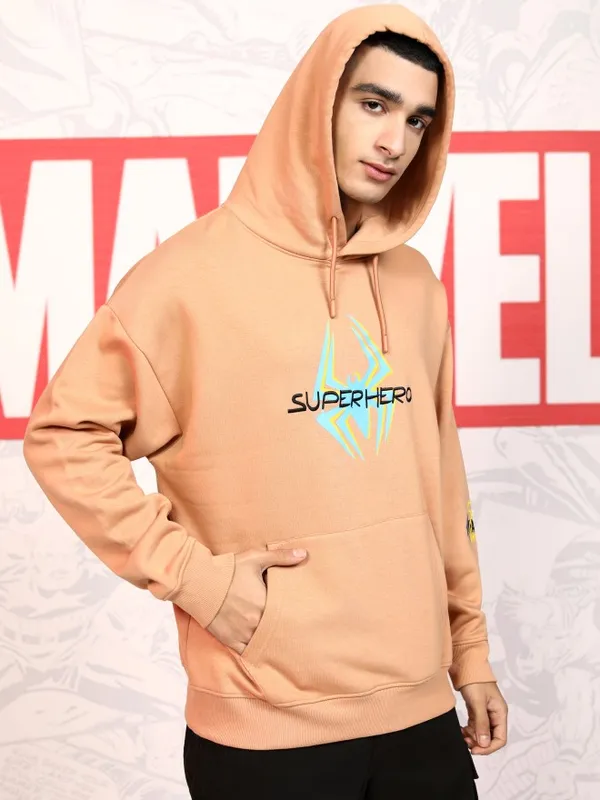 Marvel By Highlander Men Blue Spider-Man Hood Pullover Sweatshirt