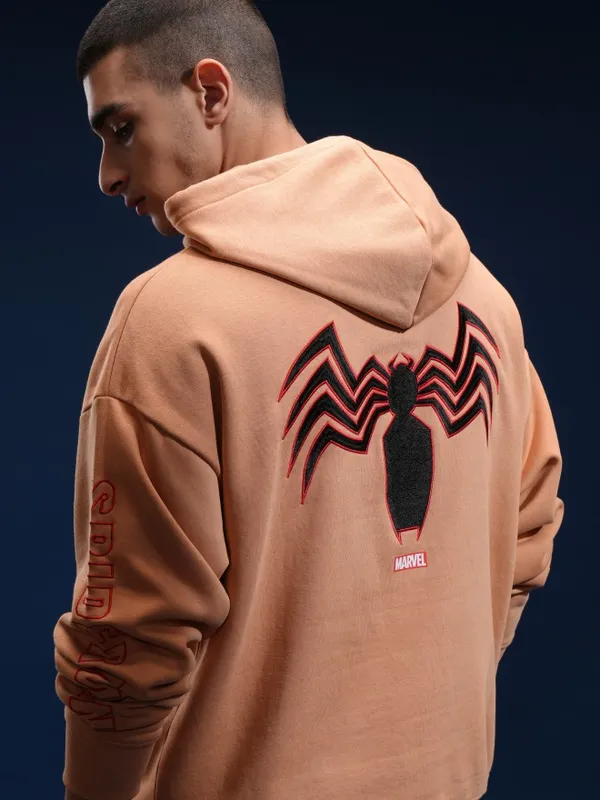 Marvel By Highlander Men Brown Spider-Man Hooded Pullover Sweatshirt