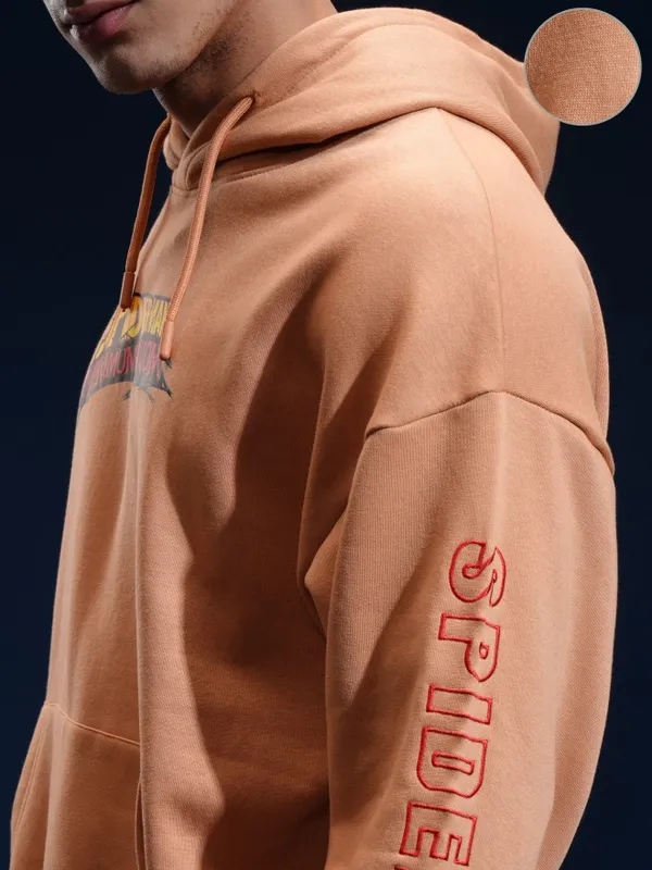 Marvel By Highlander Men Brown Spider-Man Hooded Pullover Sweatshirt