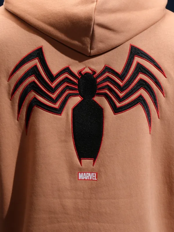 Marvel By Highlander Men Brown Spider-Man Hooded Pullover Sweatshirt