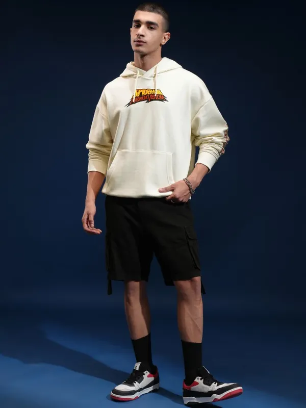 Marvel By Highlander Men White Spider-Man Hooded Pullover Sweatshirt