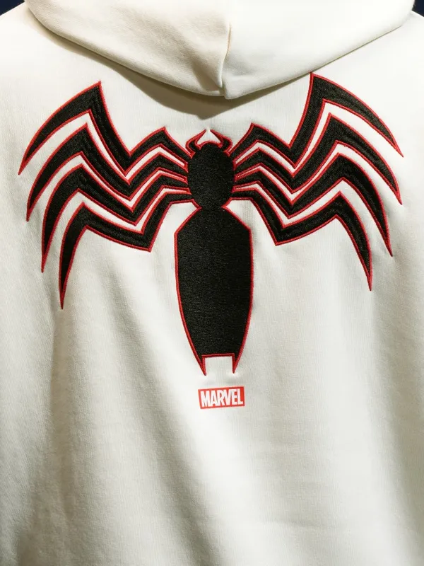 Marvel By Highlander Men White Spider-Man Hood Pullover Sweatshirt