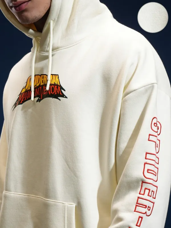 Marvel By Highlander Men White Spider-Man Hooded Pullover Sweatshirt