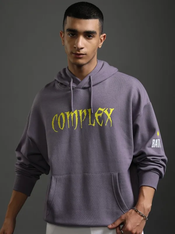 DC By Highlander Men Purple Joker Hooded Pullover Sweatshirt