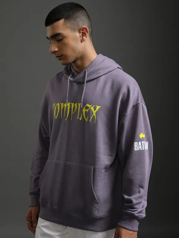 DC By Highlander Men Purple Joker Hooded Pullover Sweatshirt