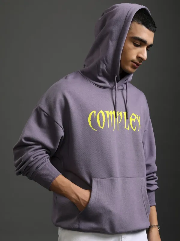 DC By Highlander Men Purple Joker Hooded Pullover Sweatshirt