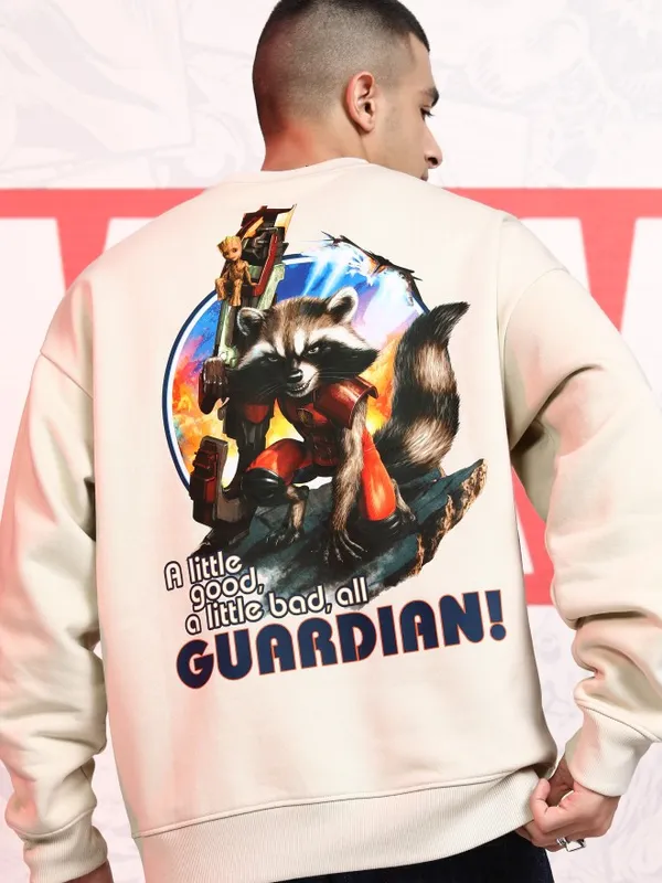 Guardians Of The Galaxy Men Printed Oversized Fit Sweatshirt