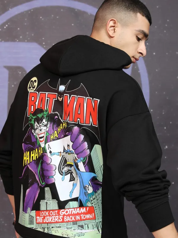 DC By Highlander Men Black Batman Hooded Pullover Sweatshirt