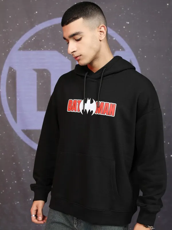 DC By Highlander Men Black Batman Hooded Pullover Sweatshirt