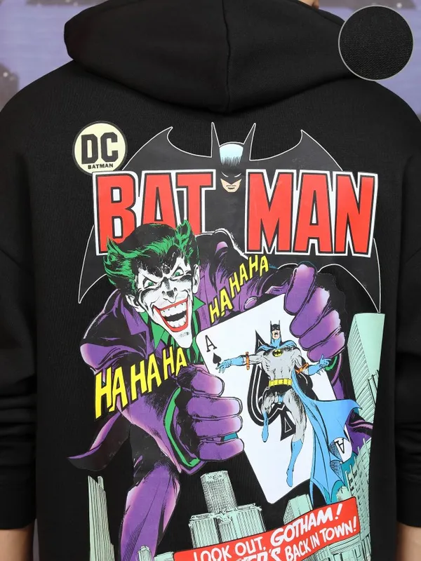 DC By Highlander Men Black Batman Hooded Pullover Sweatshirt