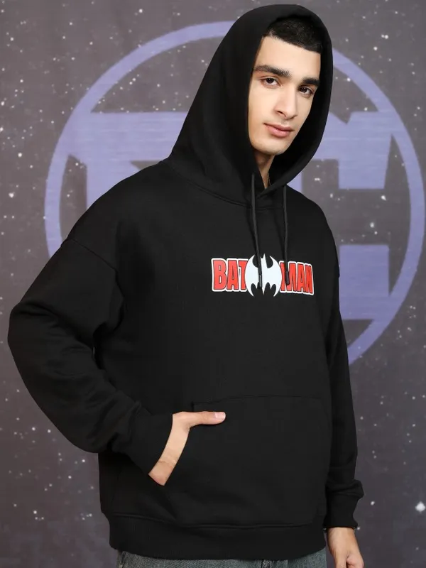 DC By Highlander Men Black Batman Hooded Pullover Sweatshirt