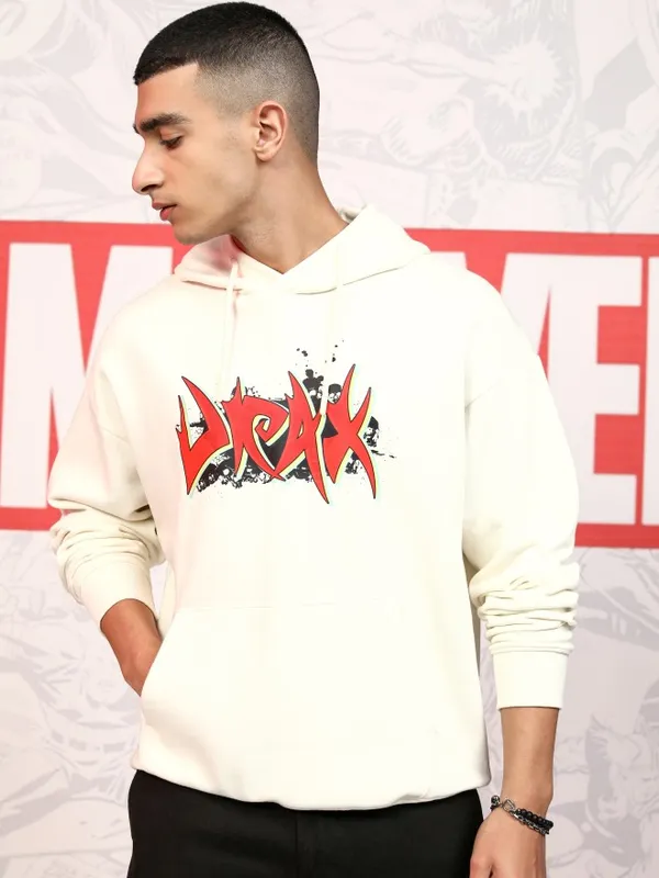 Marvel By Highlander Men White Drax The Destroyer Hood Pullover Sweatshirt