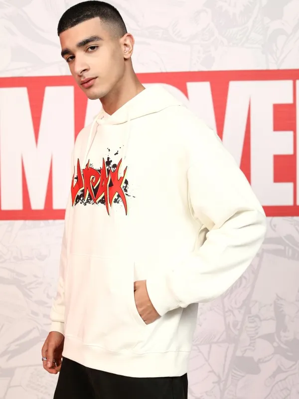 Marvel By Highlander Men White Drax The Destroyer Hood Pullover Sweatshirt