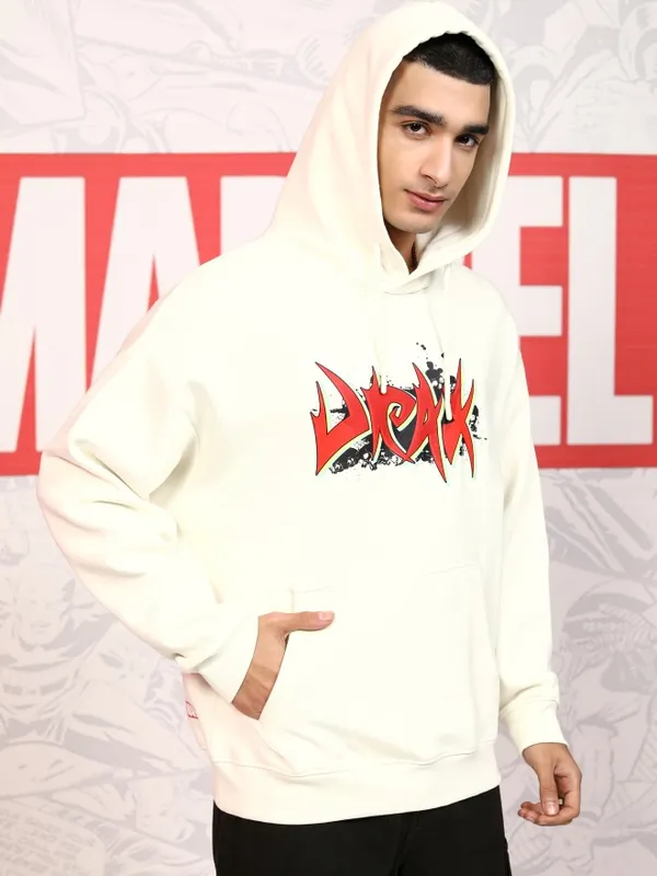 Marvel By Highlander Men White Drax The Destroyer Hood Pullover Sweatshirt