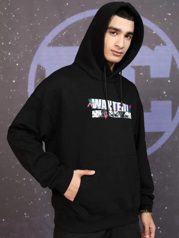 DC By Highlander Men Black Joker Hooded Pullover Sweatshirt