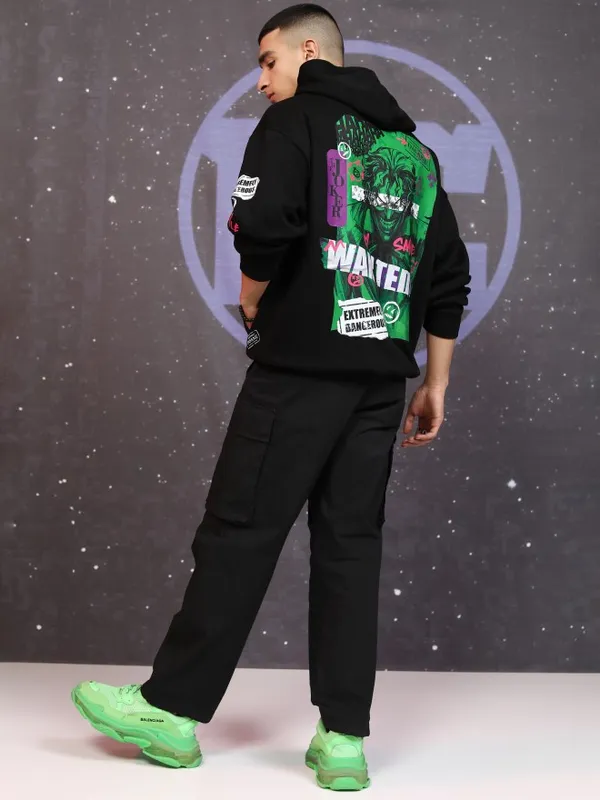 DC By Highlander Men Black Joker Hooded Pullover Sweatshirt