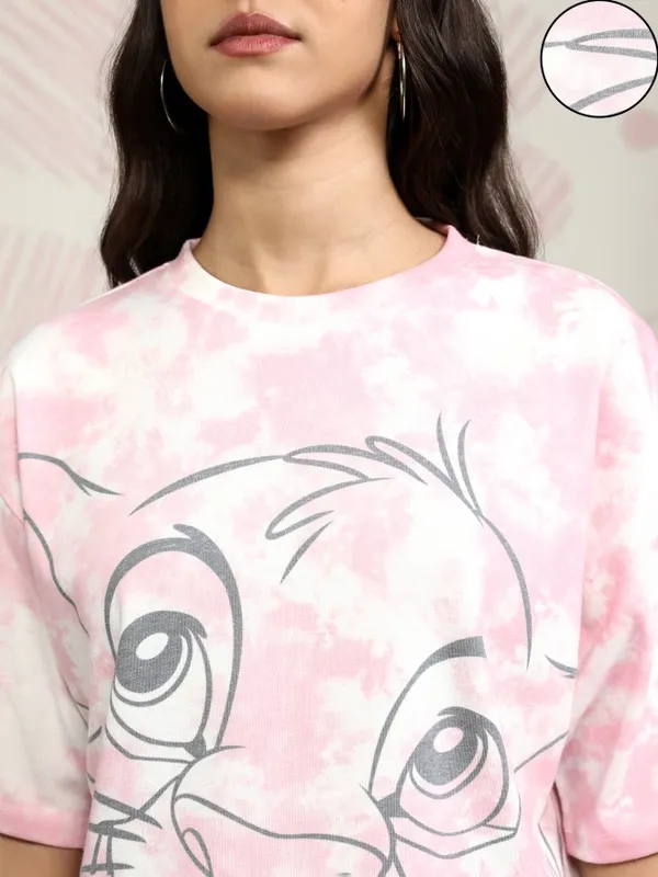 Disney By Tokyo Talkies Women Pink Lion King Printed Round Neck T-Shirt