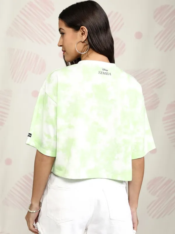 Disney By Tokyo Talkies Women Green Lion King Printed Round Neck T-Shirt