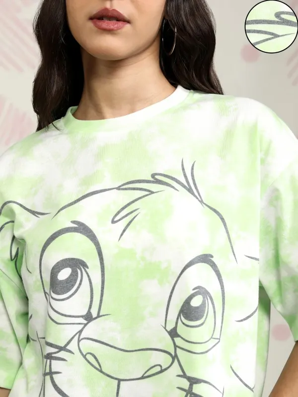 Disney By Tokyo Talkies Women Green Lion King Printed Round Neck T-Shirt