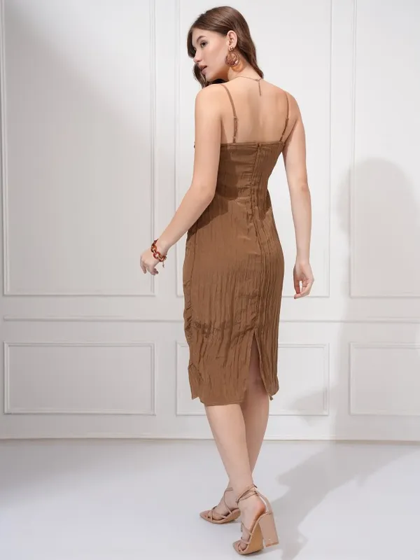 Tokyo Talkies Women Brown Solid Sheath Dress
