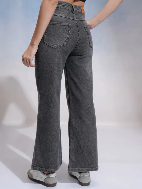 Tokyo Talkies Women Grey Wide Leg Stretchable Jeans