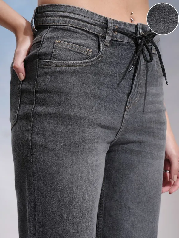 Tokyo Talkies Women Grey Wide Leg Stretchable Jeans