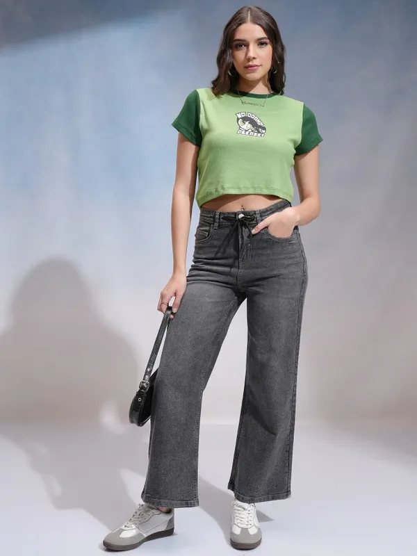 Tokyo Talkies Women Grey Wide Leg Stretchable Jeans