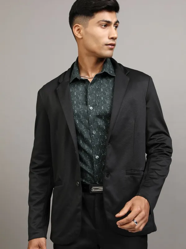 Locomotive Men Green Printed Slim Fit Casual Shirt