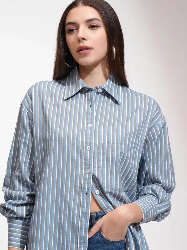 Women Striped Oversized Fit Casual Shirt