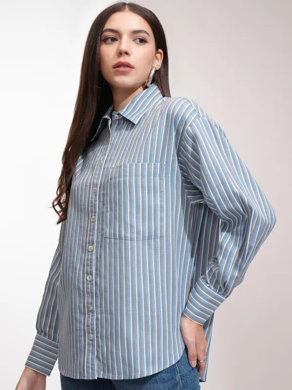 Women Striped Oversized Fit Casual Shirt