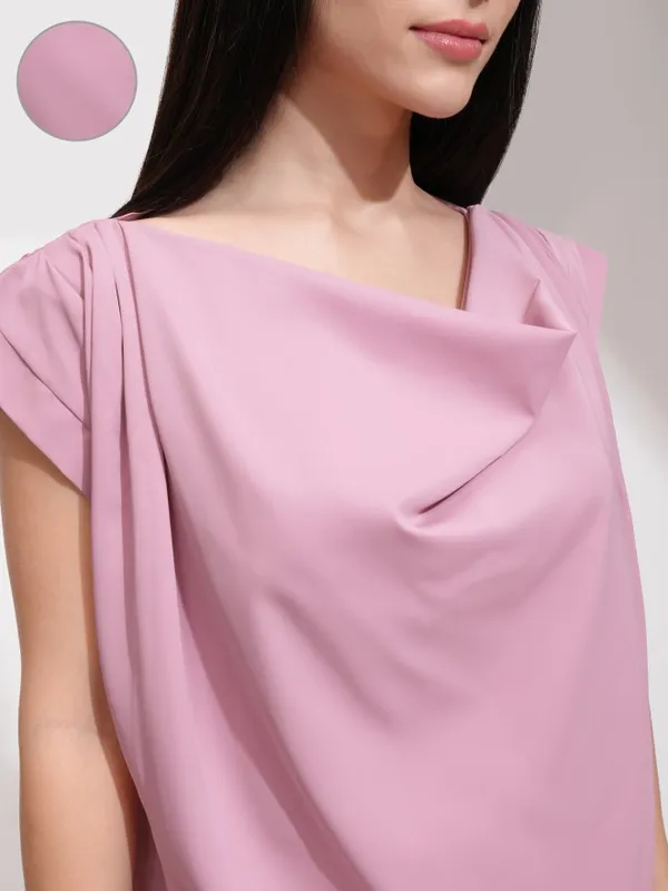 Tokyo Talkies Women Pink Solid Fitted Top
