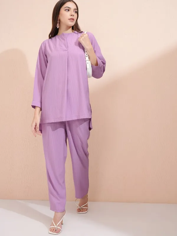 Vishudh Women Mauve Top With Trousers Co-Ords