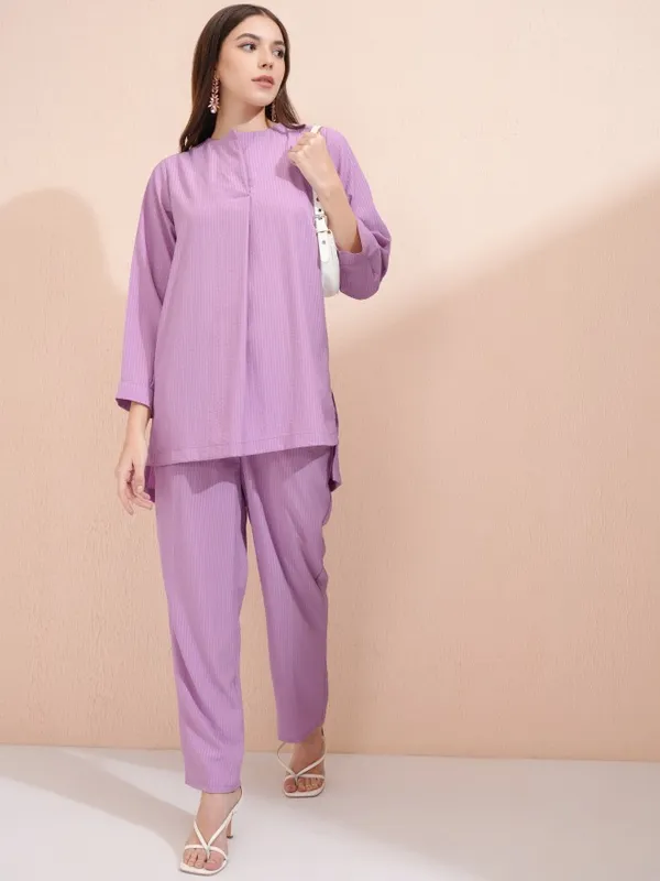 Vishudh Women Mauve Top With Trousers Co-Ords