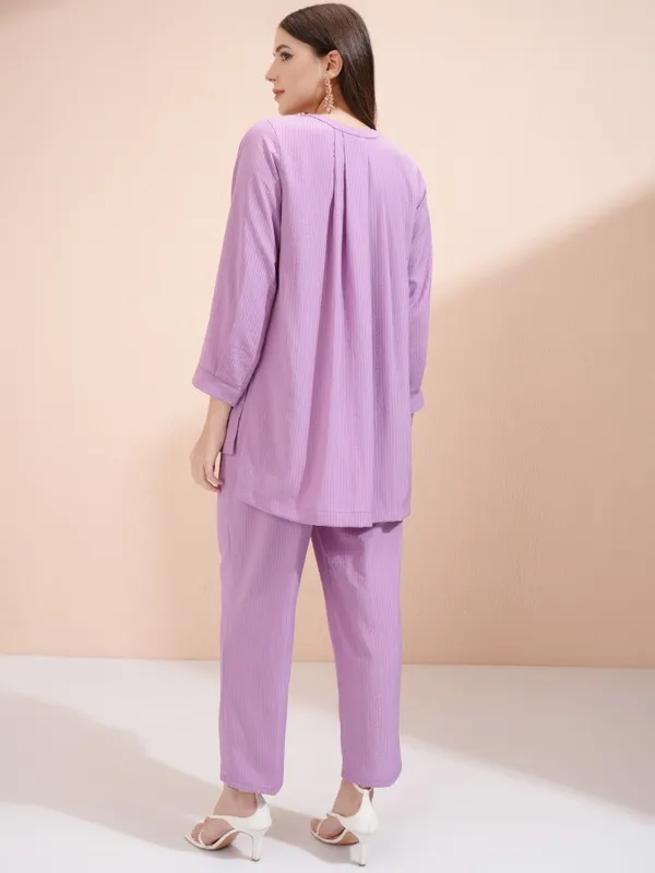 Vishudh Women Mauve Top With Trousers Co-Ords