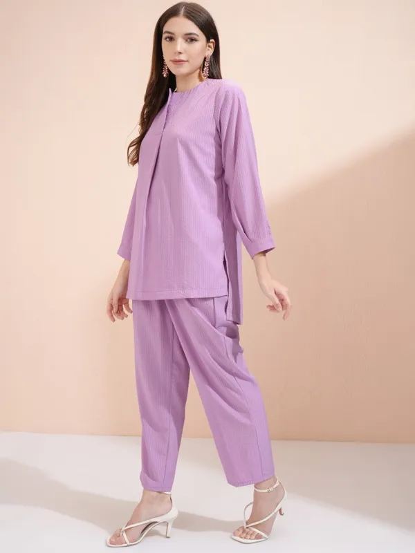 Vishudh Women Mauve Top With Trousers Co-Ords
