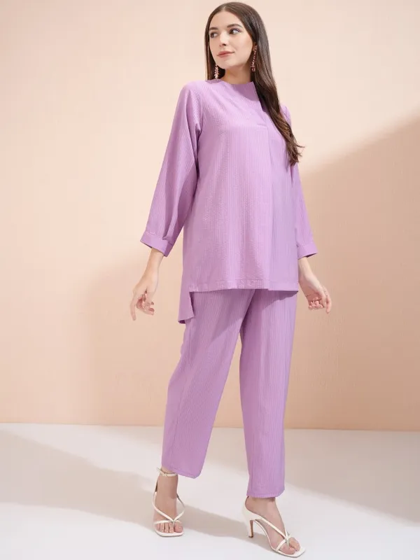 Vishudh Women Mauve Top With Trousers Co-Ords