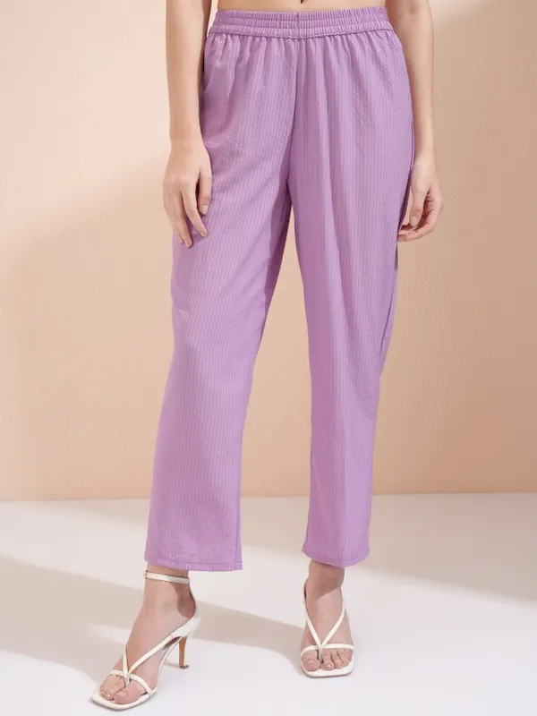 Vishudh Women Mauve Top With Trousers Co-Ords